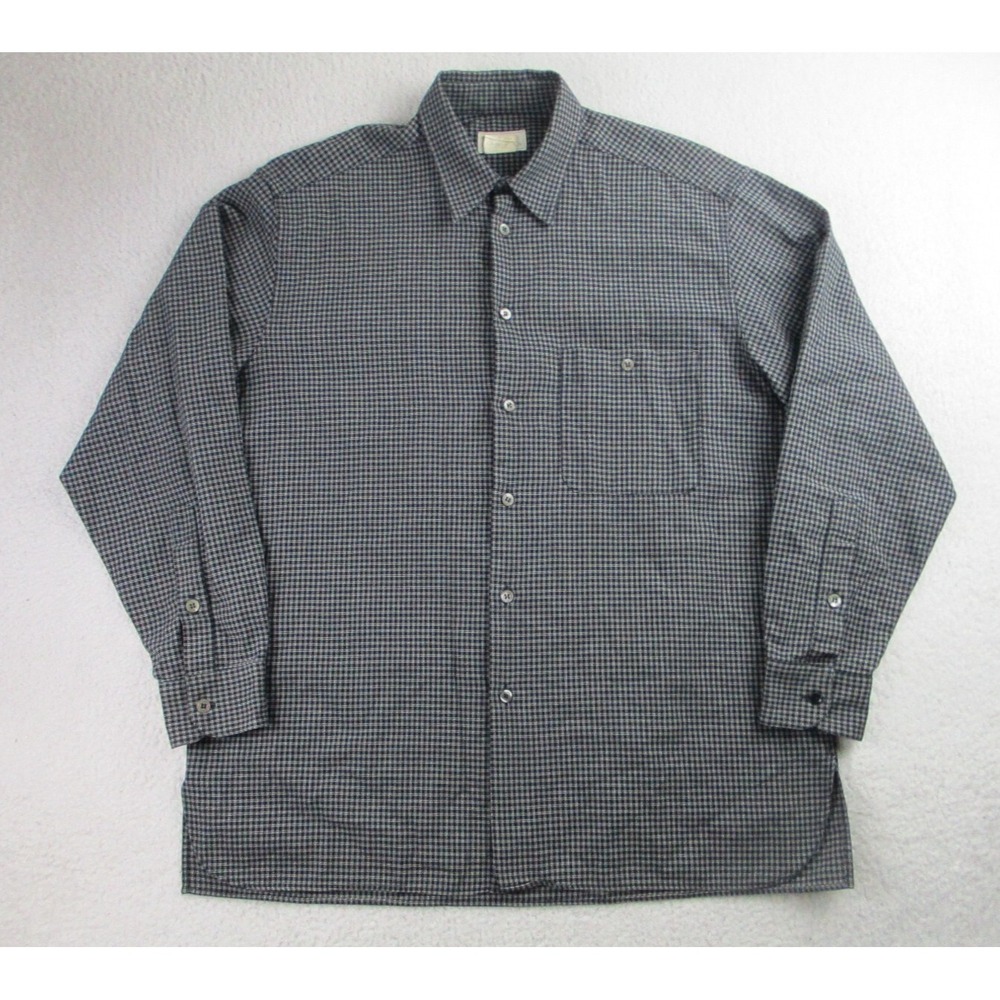 Ermenegildo Zegna Shirt Mens L Black Plaid Long Sleeve Button Up Business *READ*
